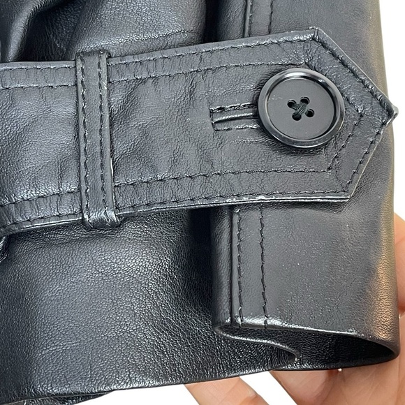 Vintage 90s Y2K Long Black Belted Leather Trench Coat With Removable Liner L/XL - Picture 11 of 15